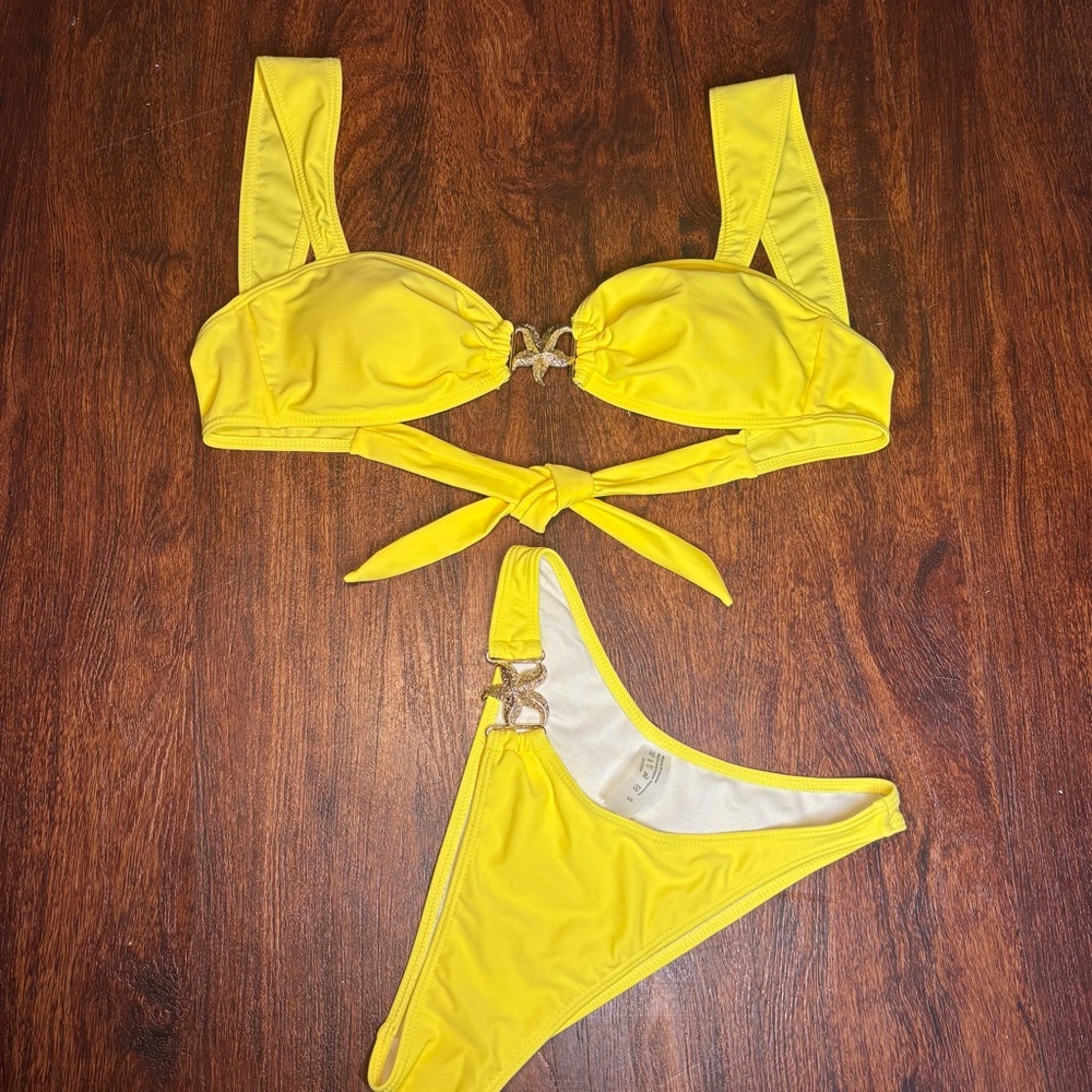 Yellow Bikini Set with Gold Accents